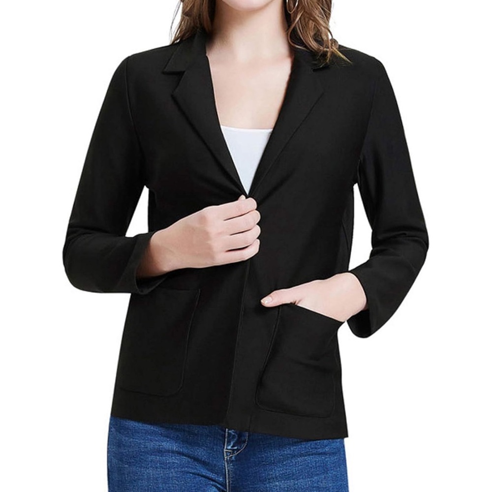 Kate Kasin Stretchy Casual Blazer – Black, Size XL (1-Button Closure) - Picture 6 of 14